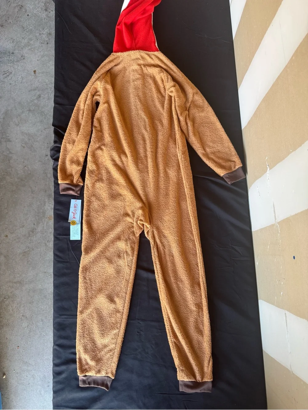 NWT Cat & Jack Kids Reindeer Fleece Hooded One Piece Sleeper Size XL (14)